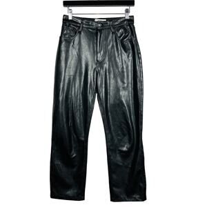 Abercrombie & Fitch 90s Straight Ultra High Rise Faux Leather Pant Black - 27